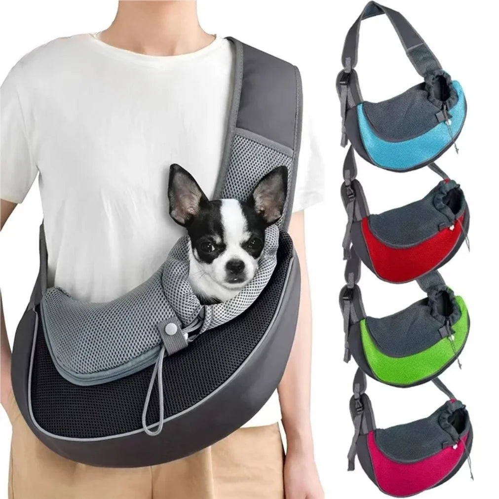 Breathable Mesh Dog & Cat Sling Carrier – Travel Crossbody Bag