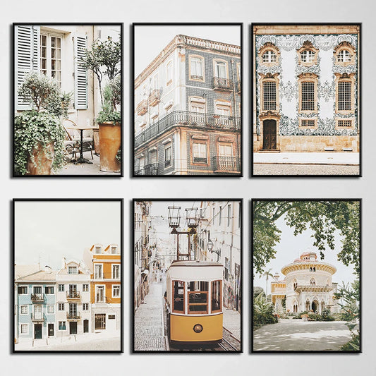 1pc frameless Canvas Painting Portugal European Travel Landscape Poster Neutrals Print Canvas Painting Wall Art Picture for L Peaceful Pleasures Health and Wellness