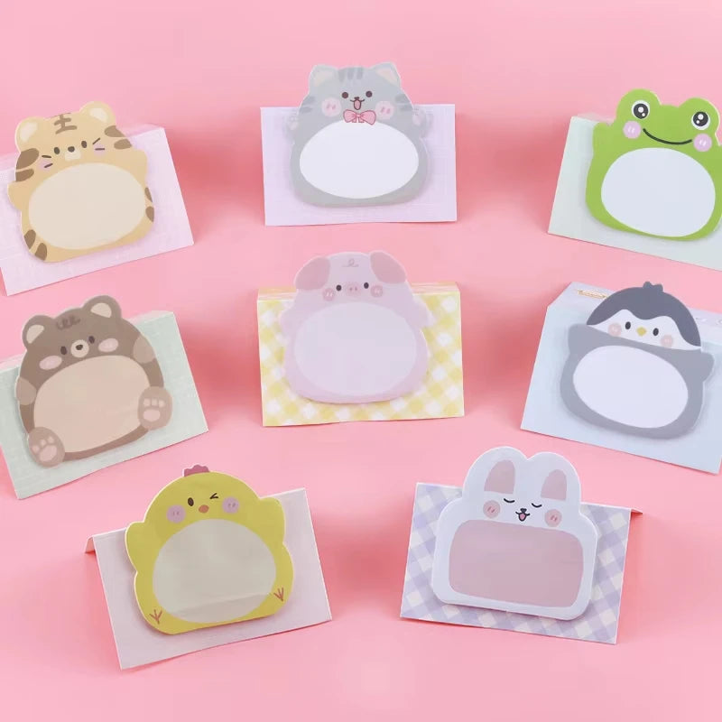 New 8 Packs Cartoon Small Animal Special-shaped Sticky Notes Office Simple Shape Creative Sticky Notes Cute Colorful Note Paper Peaceful Pleasures Health and Wellness
