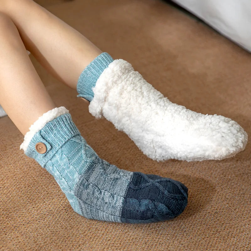 1 Pair Autumn And Winter Plush Floor Socks, Indoor Anti Slip Thick Warm Foot Socks, Family Bedroom Slippers And Sleeping Socks Peaceful Pleasures Health and Wellness