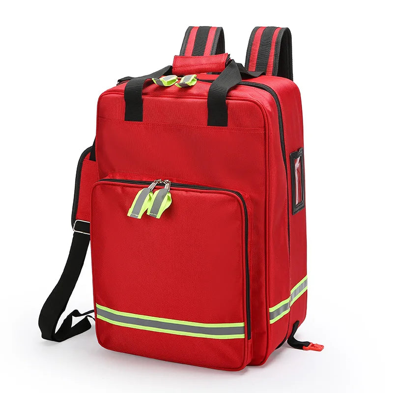 Large Capacity Empty Trolley First Aid Bag Waterproof EMS Backpack for Medical Outdoor Clinic Nursing Earthquake Rescue Kit Peaceful Pleasures Health and Wellness Without Wheel