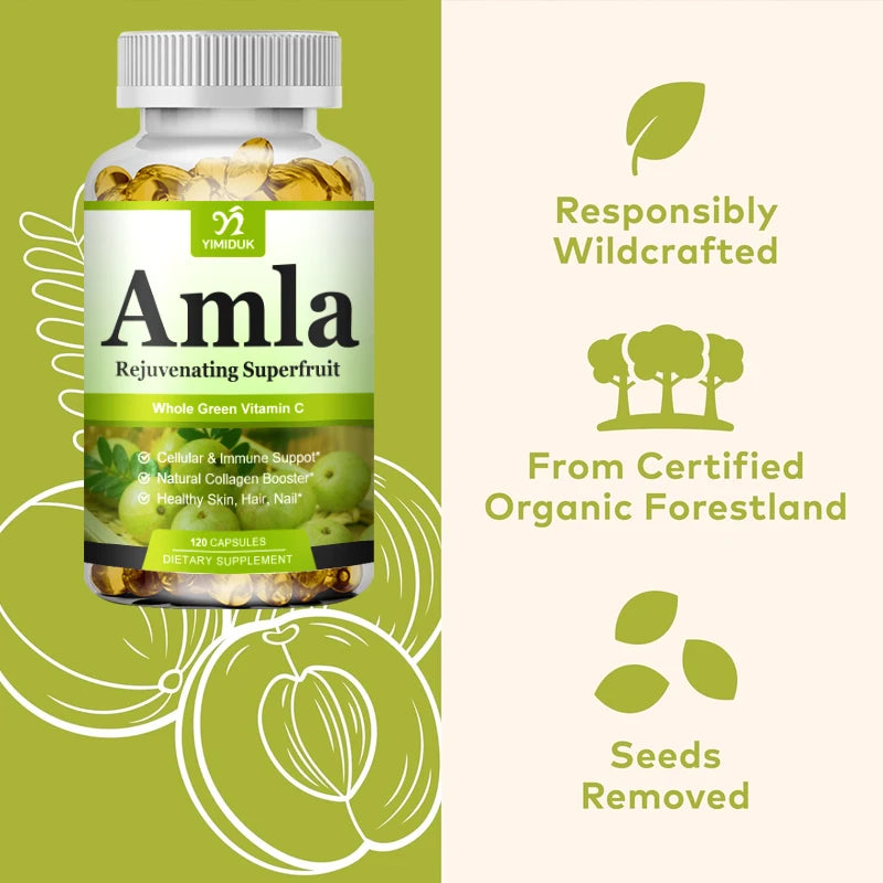 Organic Amla Capsules, Support Collagen, Fights Free Radicals & Daily Wellness, Antioxidant Power for Immunity & Skin Health Peaceful Pleasures Health and Wellness