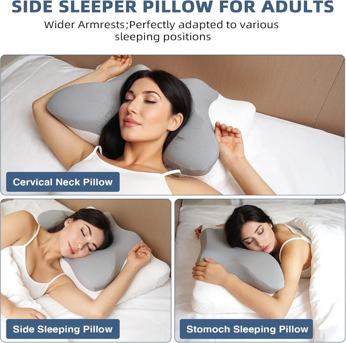 Adjustable Memory Foam Neck Pillow for Sleeping, Ergonomic Support for Side Back Stomach Sleepers Peaceful Pleasures Health and Wellness