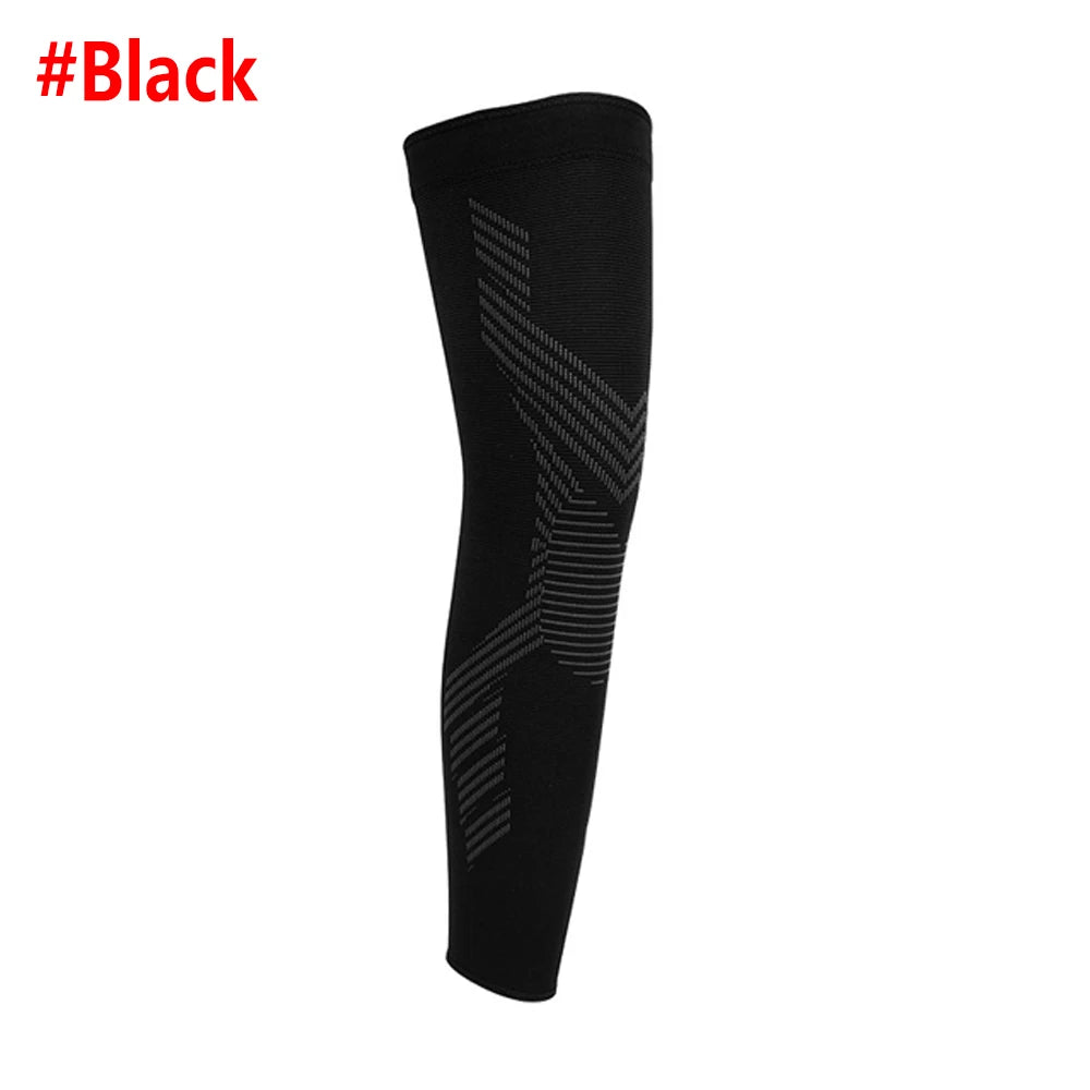 1/2PCS Compression Sports Full Leg Sleeve Length Thigh Calf Long Knee Sleeve Support For Basketball, Arthritis Men and Women Peaceful Pleasures Health and Wellness Black-1PCS L