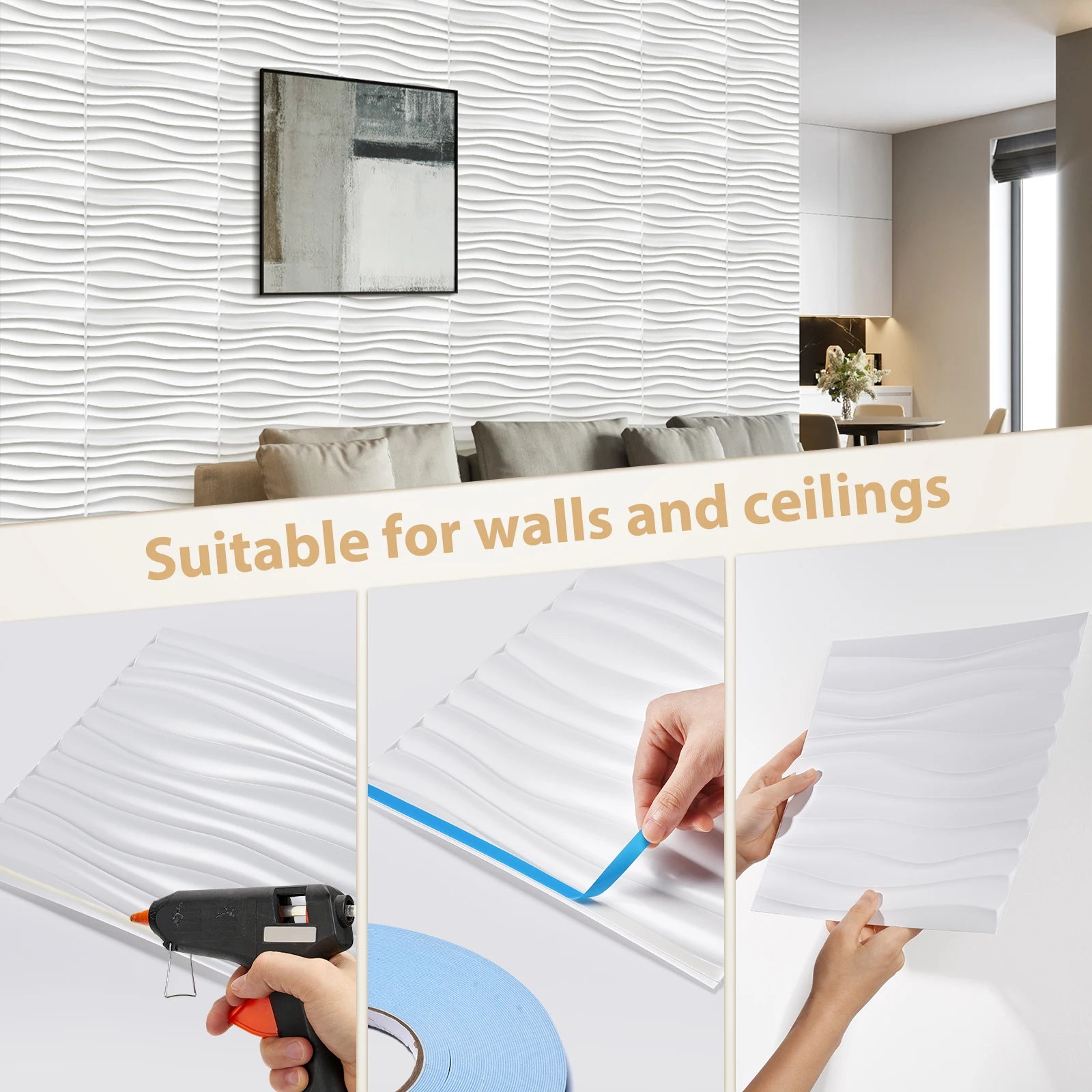 20/30PCS 3D diamond patterned PVC wall panel, suitable for indoor wall decoration, 11.8 x 11.8 inches (including tape) Peaceful Pleasures Health and Wellness