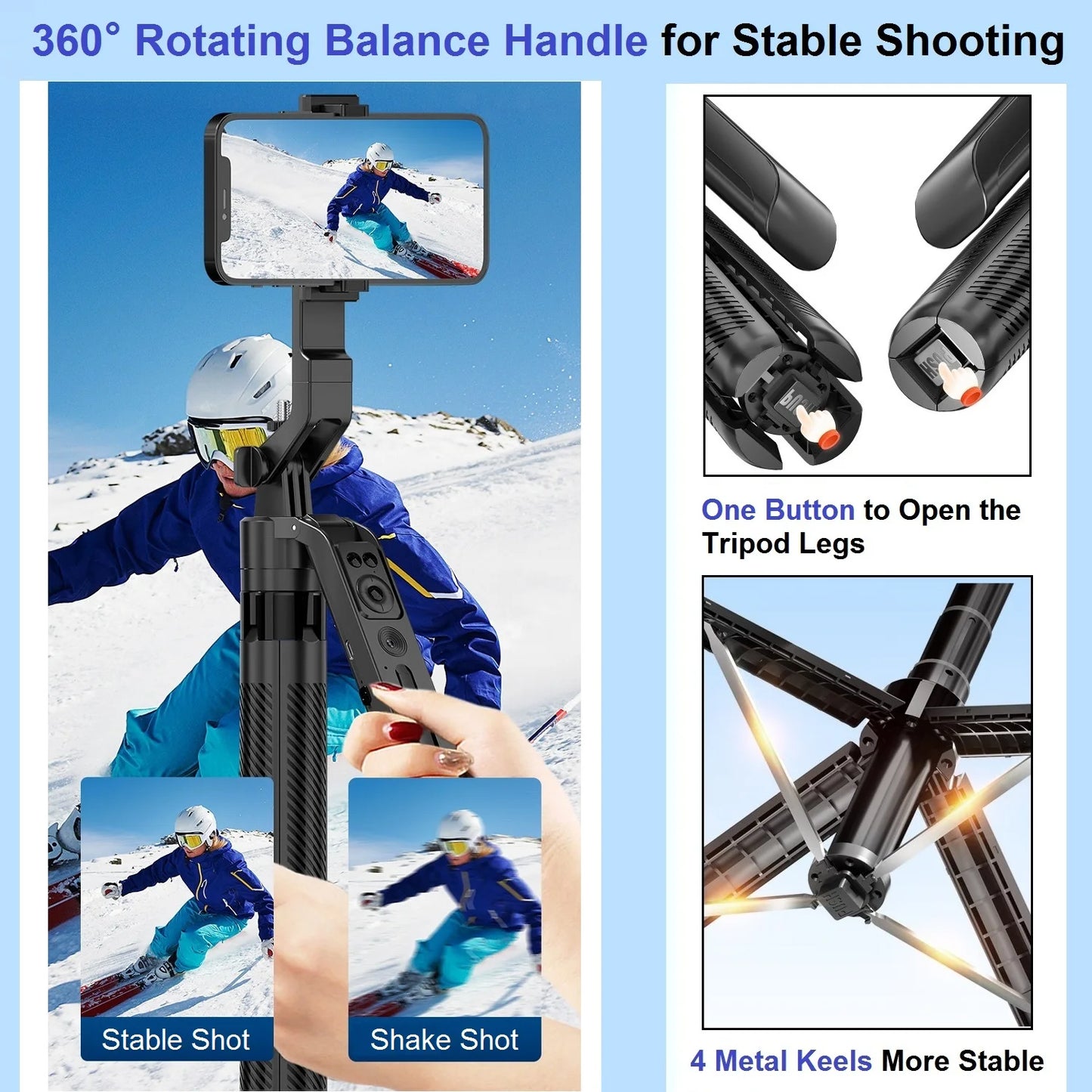 Auto Face Tracking Tripod 71" | 360° Smart Selfie Stick