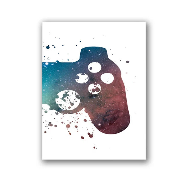 Minimalist Gamepad Controller Canvas Poster Modern Gaming Room Wall Art Print for Gamer Bedroom Home Decoration Peaceful Pleasures Health and Wellness SKU-5 40x60cm Unframed