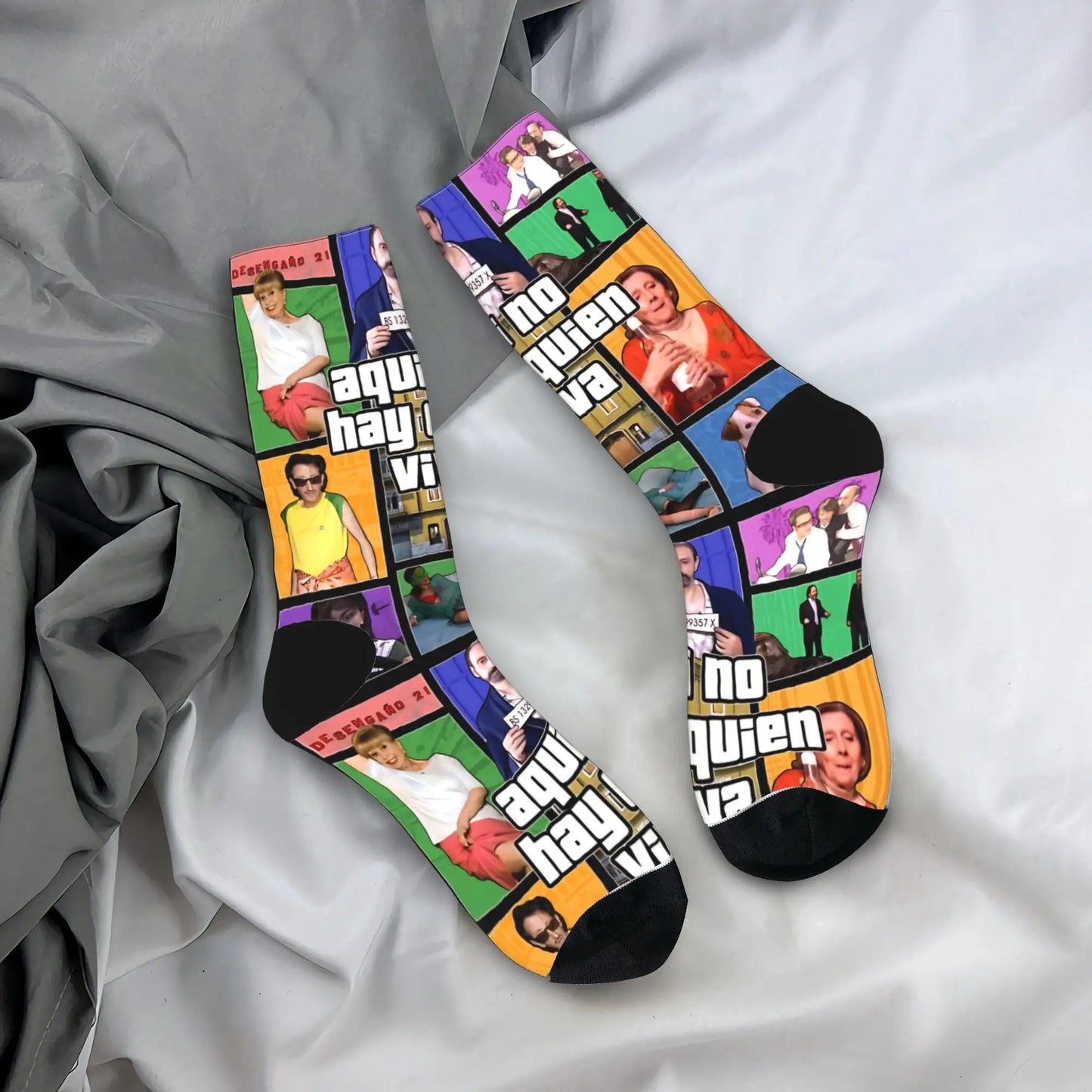 Aquí No Hay Quien Viva Novelty Crew Socks | Men's Non-Slip Novelty Crew Socks Peaceful Pleasures Health and Wellness 7 One Size