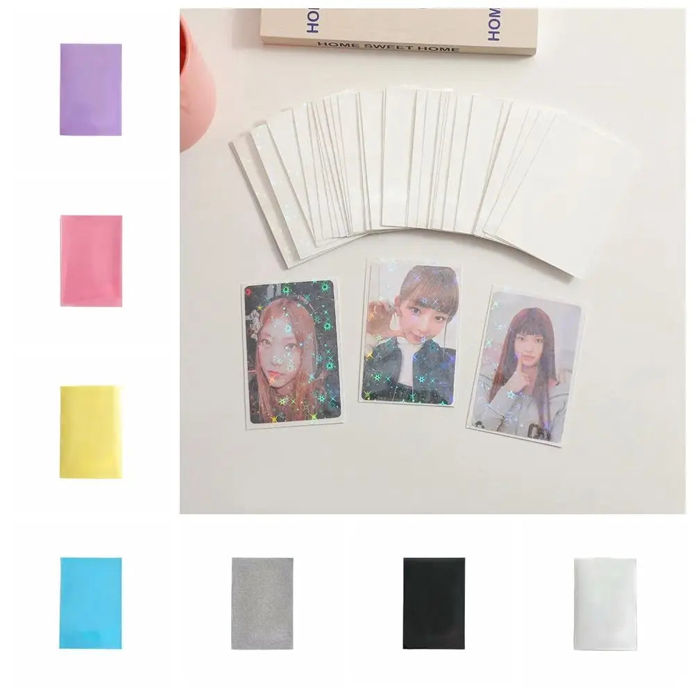 10pcs/set Card Bag Macaron Color Idol Photo Protective Cover DIY Pure Color Photo Cards Bag Two-layer Photo Card Film Idol Photo Peaceful Pleasures Health and Wellness