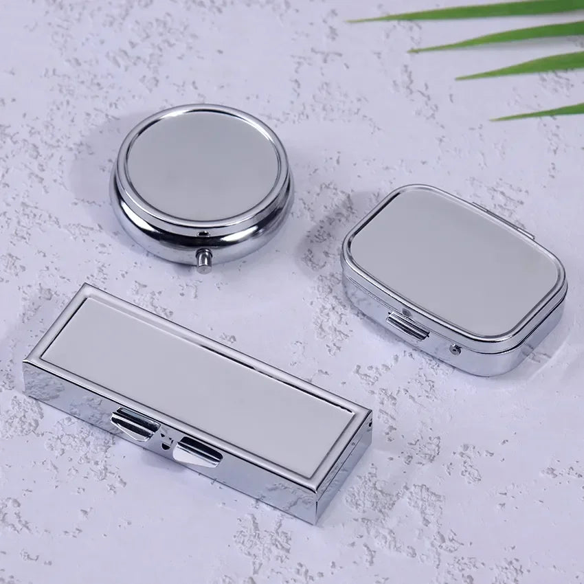 Portable Metal Pill Box with Splitter | Travel Medicine Organizer