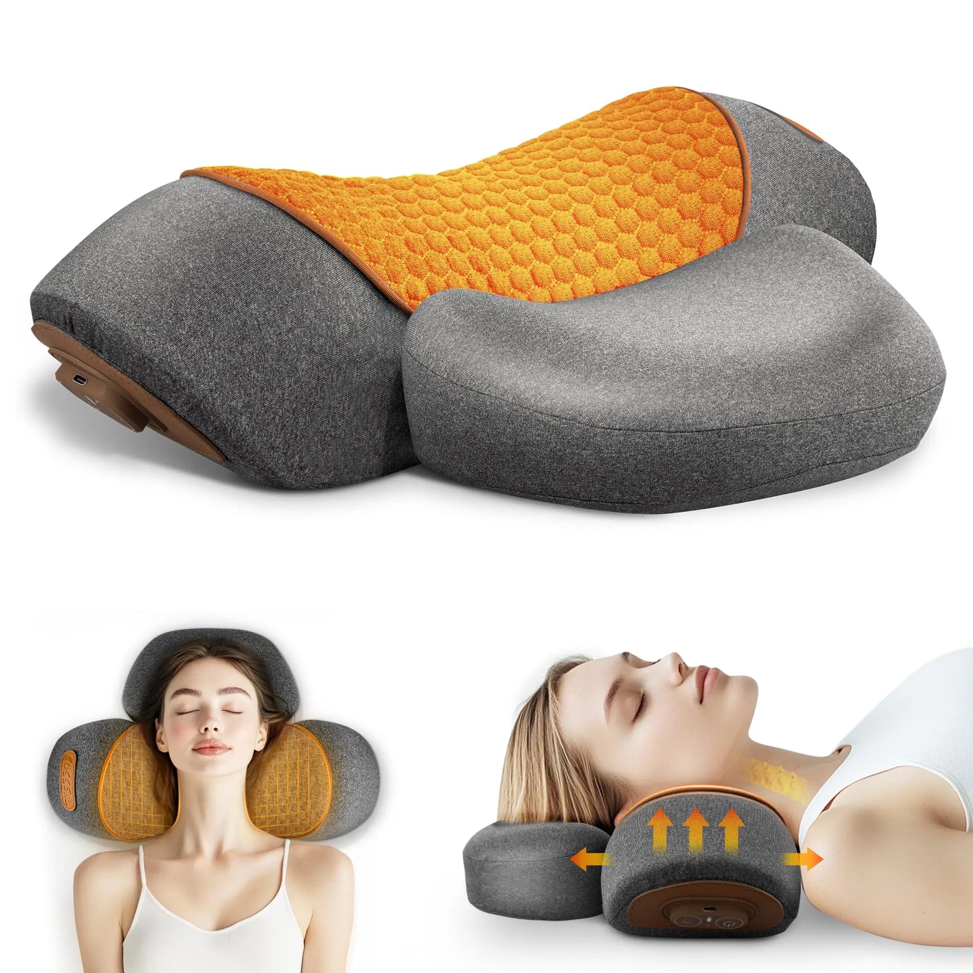 Electric Neck Massager Cervical Pillow Hot Compress Neck Stretch Heating Vibration Neck Shoulder Massage Pillow Back Traction Peaceful Pleasures Health and Wellness