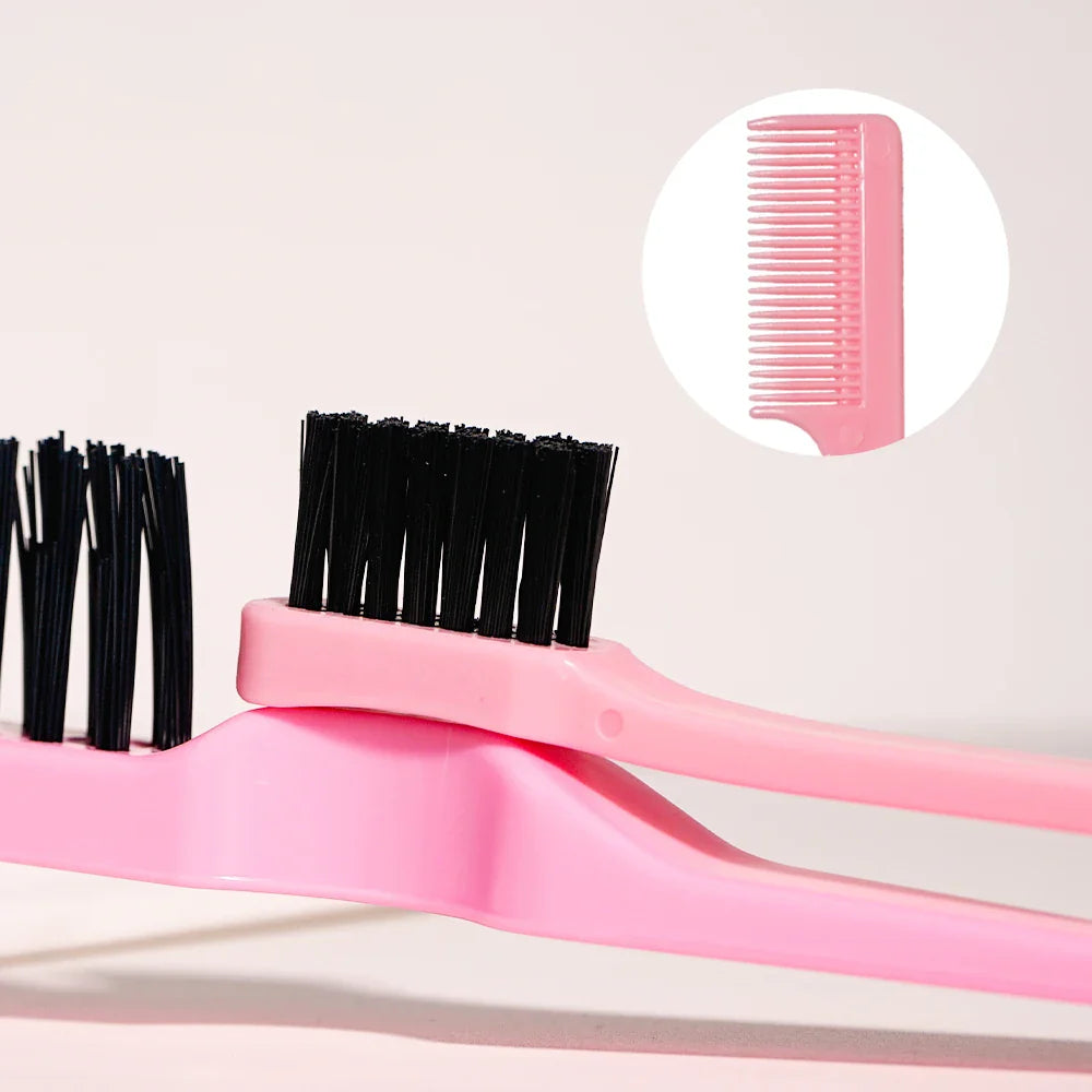 3-Piece Pink Hair Styling Kit – Comb, Teasing Brush & Cleaner