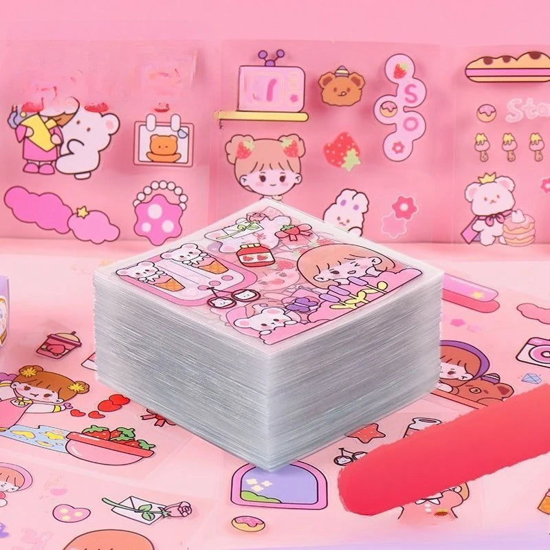 100 PCS Cute Cartoon PET Stickers | Scrapbooking & Journal
