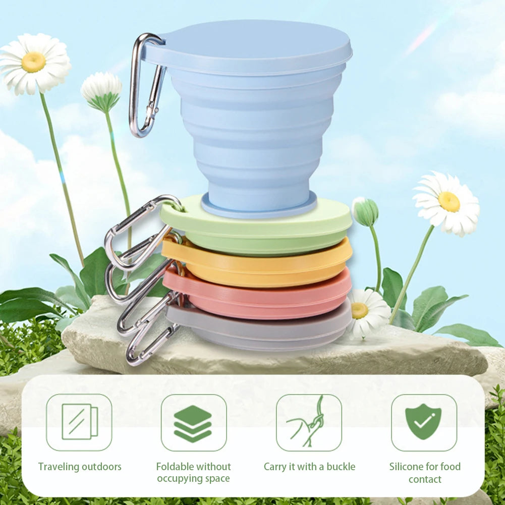 Foldable Silicone Water Cup Non BPA Lightweight Portable Collapsible Leakproof Water Cup For Travel Camping Outdoor Activities Peaceful Pleasures Health and Wellness