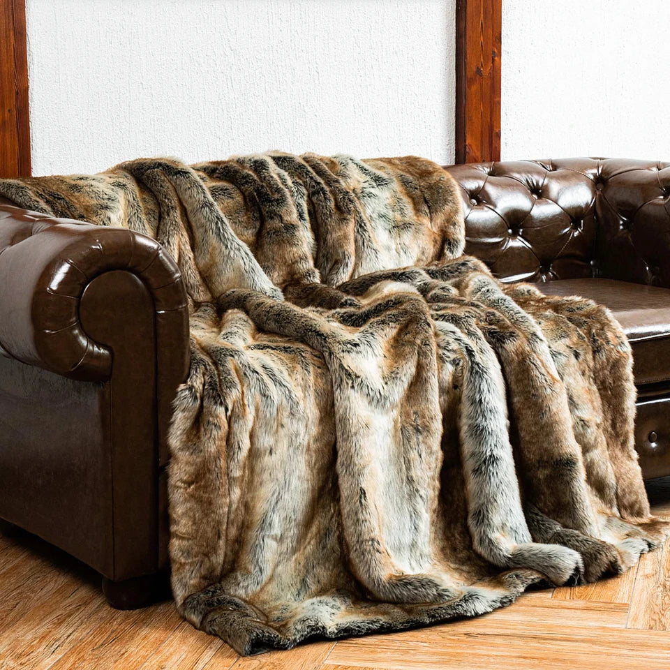 Battilo Faux Fur Blanket Luxury Fluffy Plaid Throw Blanket Winter Thick Warm Sofa Blanket Plush Fur Throws for Bed Bedroom Decor Peaceful Pleasures Health and Wellness