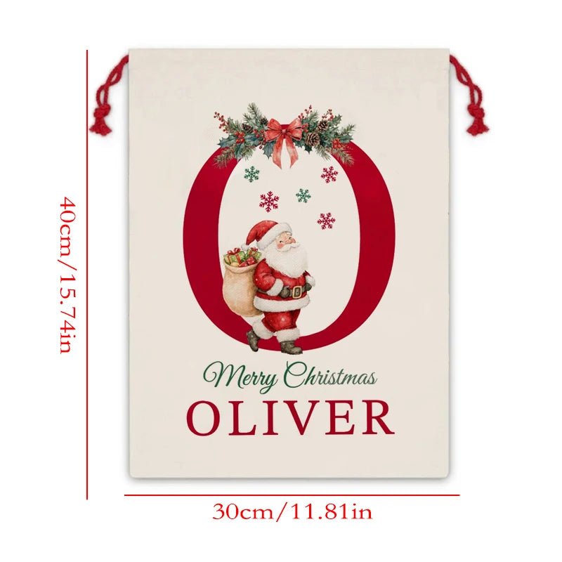 Personalized Santa Canvas Sack | Kids Christmas Gift Bag Personalized Gift Sack Peaceful Pleasures Health and Wellness