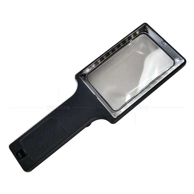Handheld Magnifier Magnifying Glass with High-Definition and High Magnification of 3-8X, 20 Led Lights, Square Shaped Peaceful Pleasures Health and Wellness