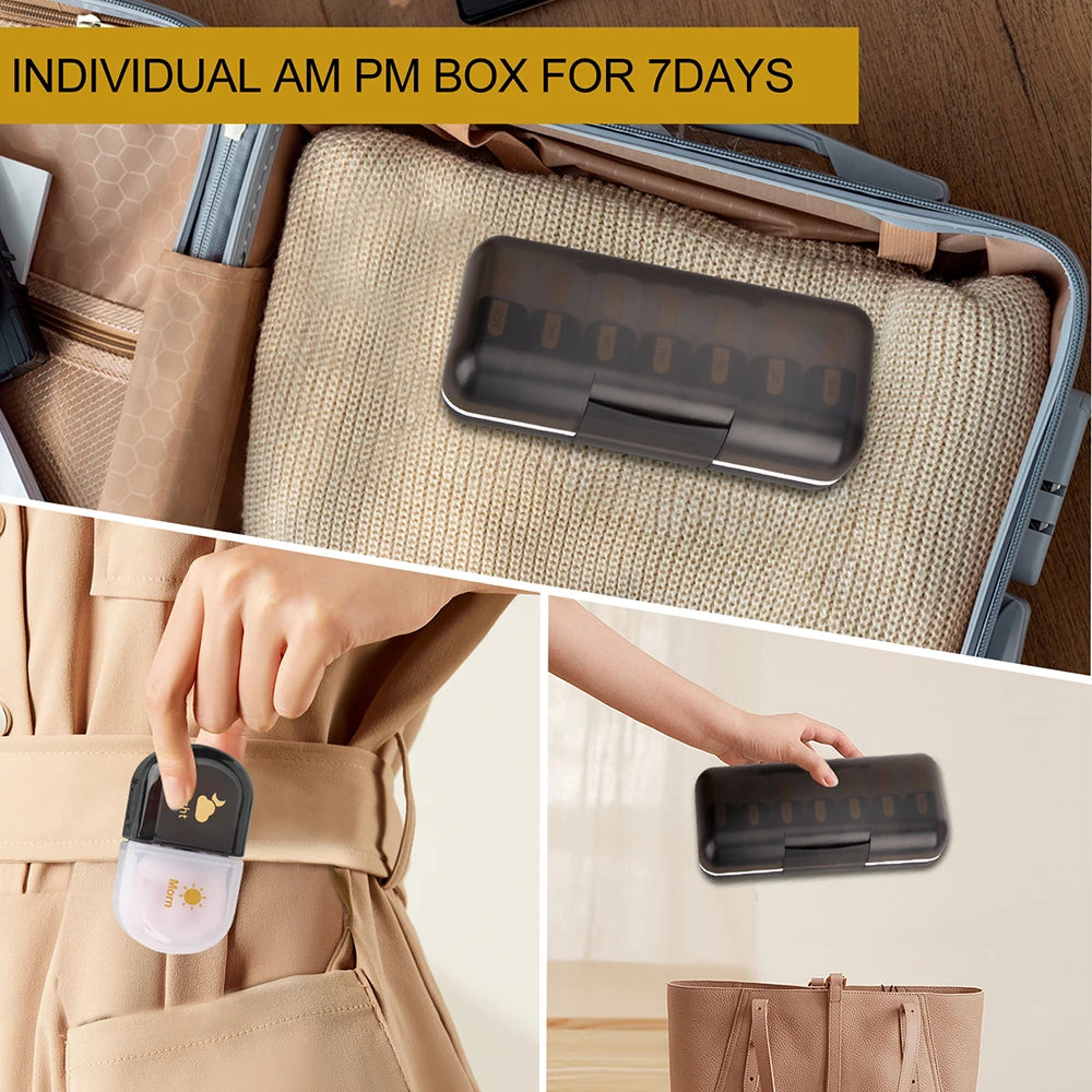 Extra Weekly Pill Organizer 2 Times a Day, Daily AM and PM Travel Pill Box Container Storage Box for Outdoor Travel Essentials Peaceful Pleasures Health and Wellness