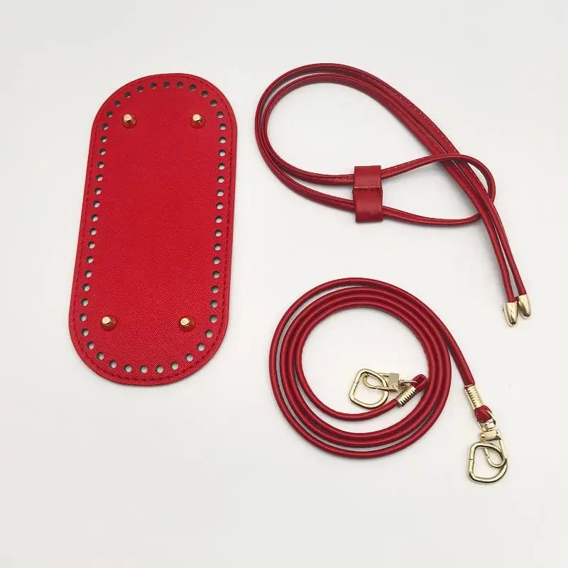 Crochet Handbag DIY Kit – PU Leather Bag Base, Strap & Chain