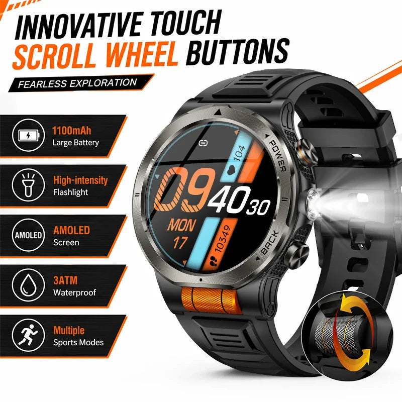 ZODVBOZ KT91 Smart Watch – AMOLED, 1100mAh, 3ATM Waterproof
