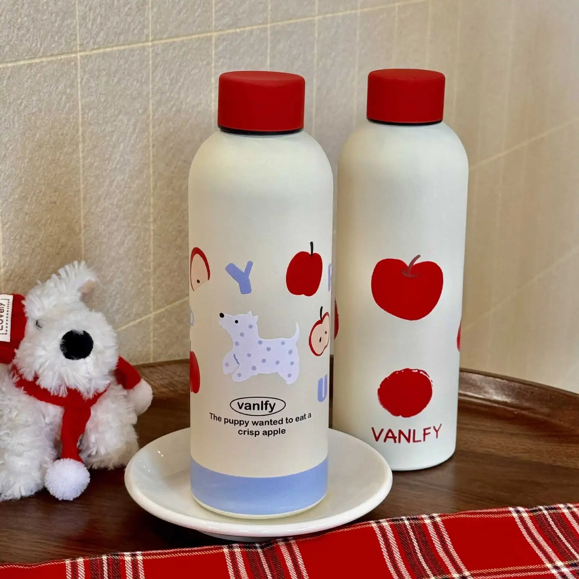 New Cute Dogs Small Mouth Vacuum Bottles Red Matte Dogs Stainless Steel Insulation Cups New Year Christmas Gift Cups Wholesale Peaceful Pleasures Health and Wellness