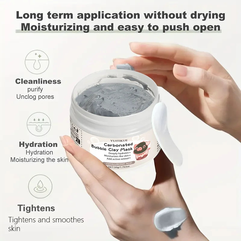 YUITIKUE Carbonated Bubble Clay Mask 50g w/ Hyaluronic Acid - Moisturizing, Pore Cleaning & Skin Firming, Easy to Apply Peaceful Pleasures Health and Wellness
