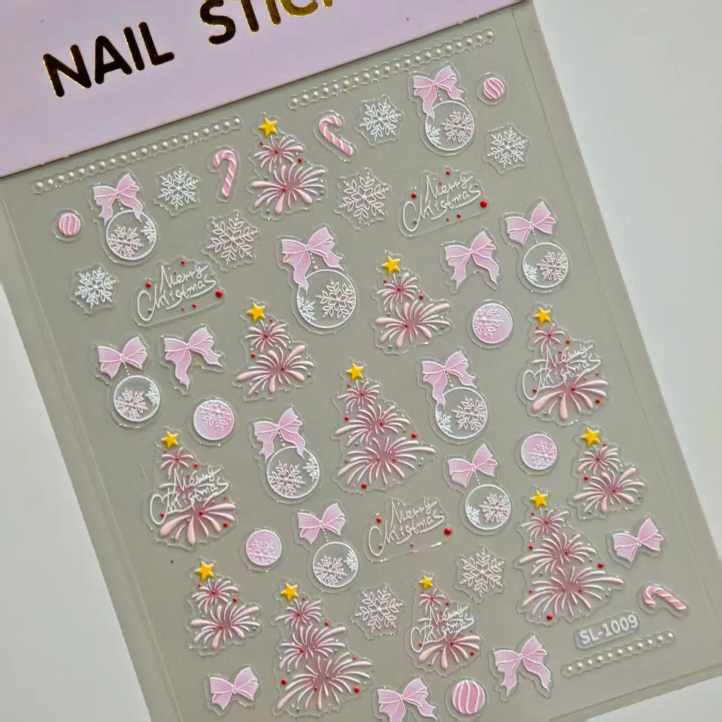 Christmas Seashell Glitter Manicure Nail Decals Self Adhesive 5D Embossed Laser Sticker Nail Supplies For Nails Art Decorations Peaceful Pleasures Health and Wellness Style 3