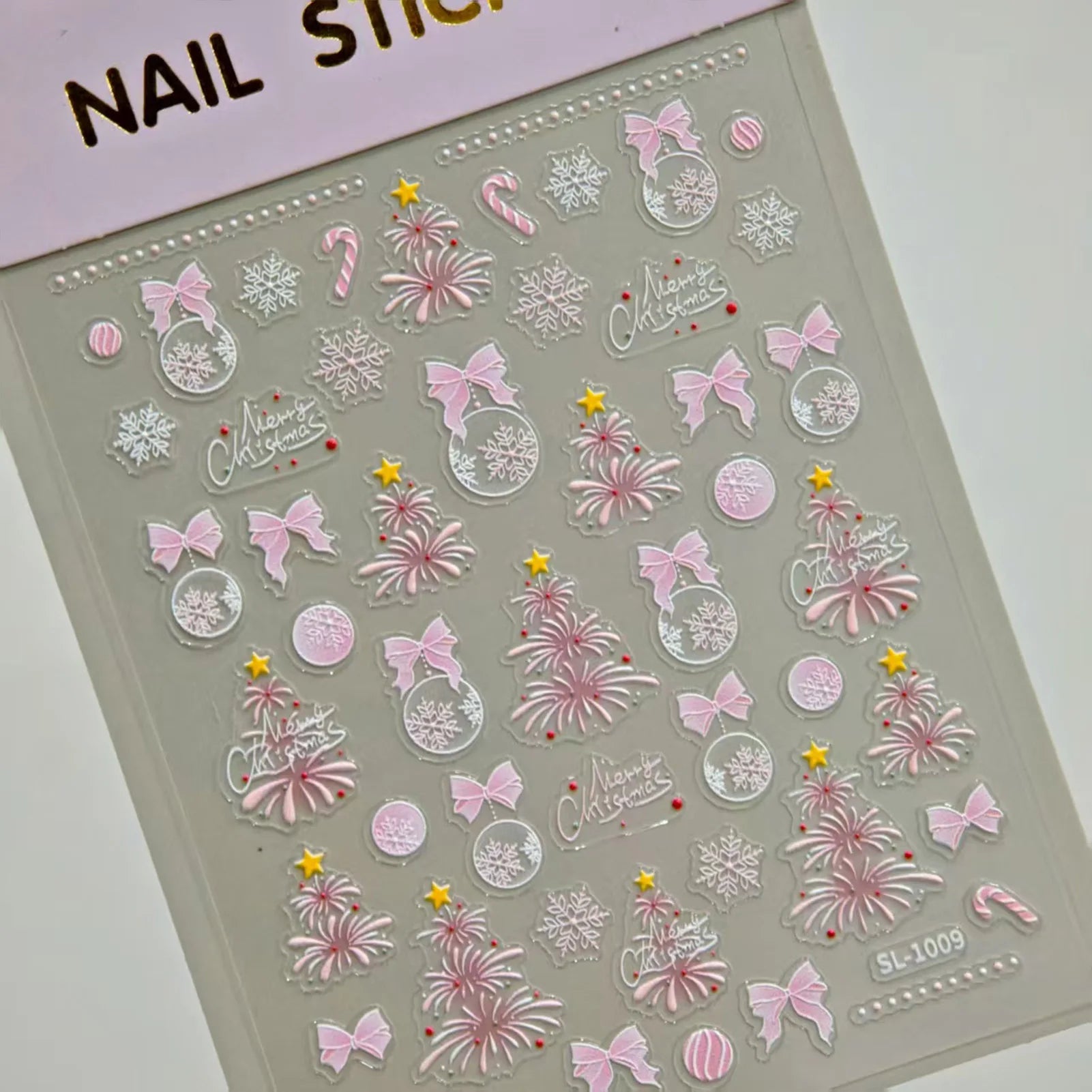 Christmas Seashell Glitter Manicure Nail Decals Self Adhesive 5D Embossed Laser Sticker Nail Supplies For Nails Art Decorations Peaceful Pleasures Health and Wellness Style 3