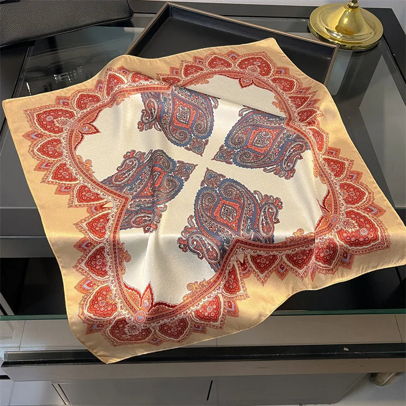 100% Mulberry Silk Lotus Floral Scarf – Women's Versatile Accessory