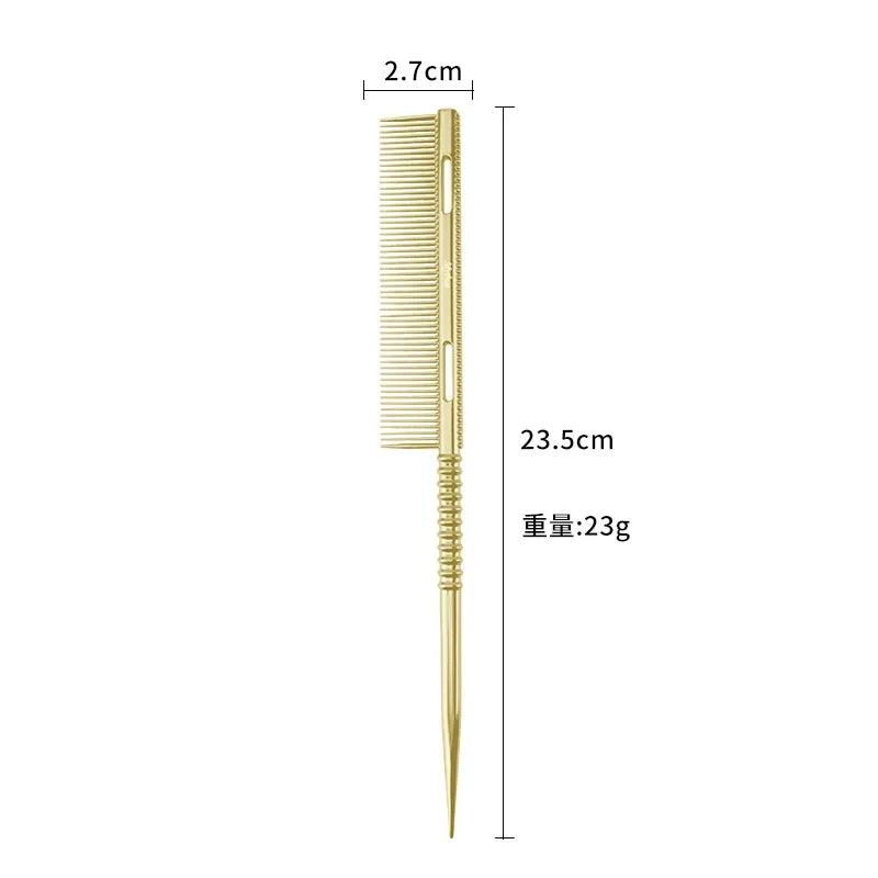 Aluminium Rat Tail Fine Tooth Comb | Barber Salon Styling