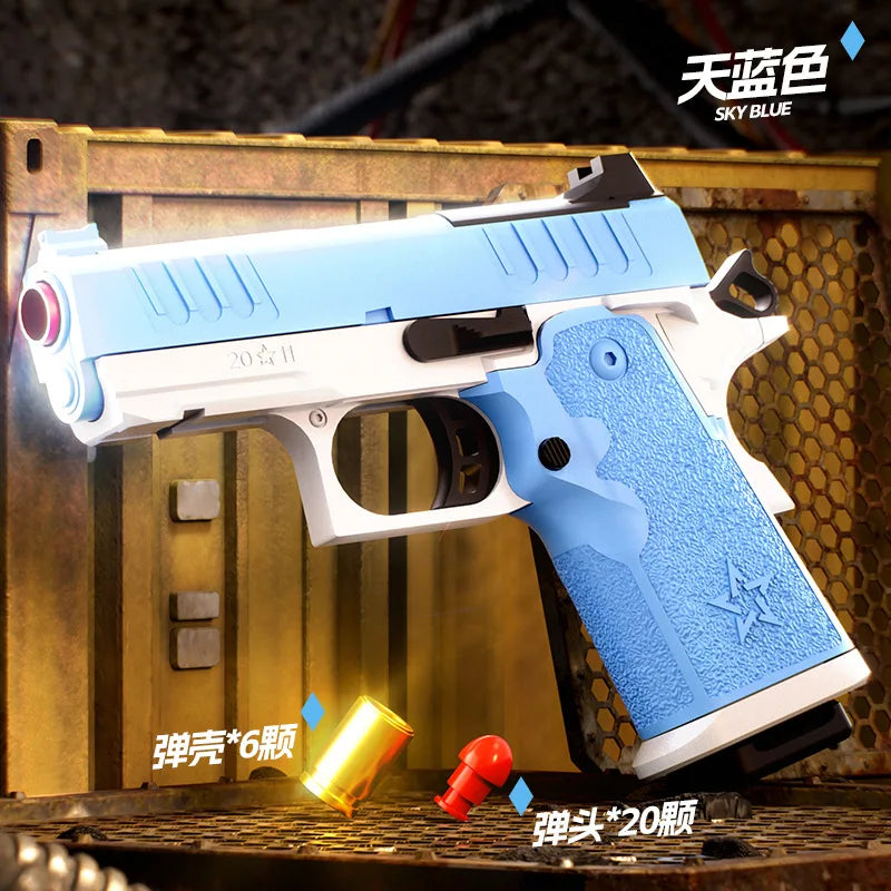 Soft Bullet Toy Gun 2011 with Blowback Shell Throwing Continuous Firing Outdoor Sports Shooting Games for Children Peaceful Pleasures Health and Wellness Blue
