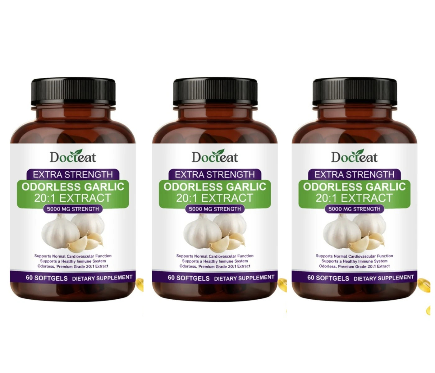 Docteat Odorless Garlic Softgels 5000mg – 60 CT Aged Garlic