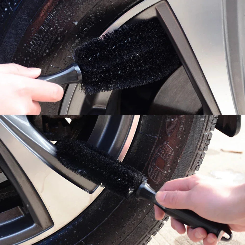 Car Wheel Brush Tire Cleaning Brushes Tools Car Rim Scrubber Cleaner Duster Handle Motorcycle Truck Wheels Car Detailing Brush Peaceful Pleasures Health and Wellness