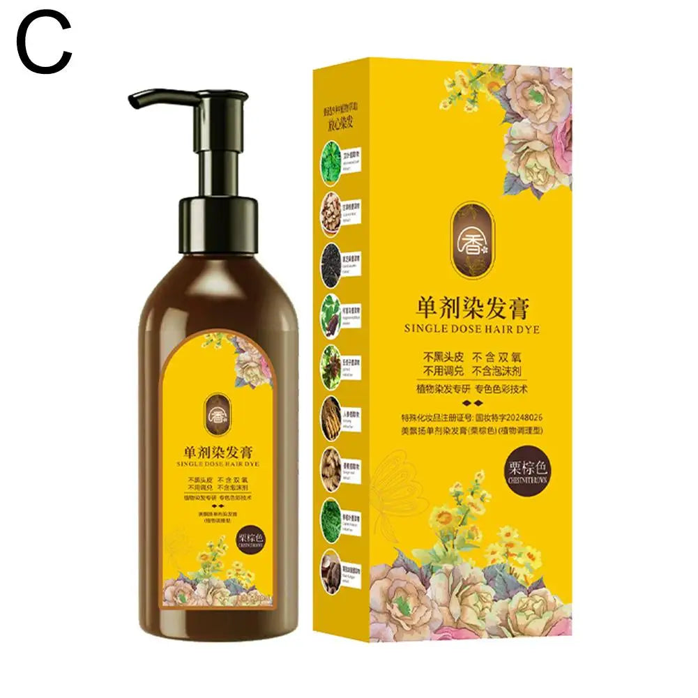 Plant-Based Hair Color Shampoo 210ml – Nourishing Floral Fragrance Hair Dye for Gray Coverage & Vibrant Color Peaceful Pleasures Health and Wellness chestnut brown