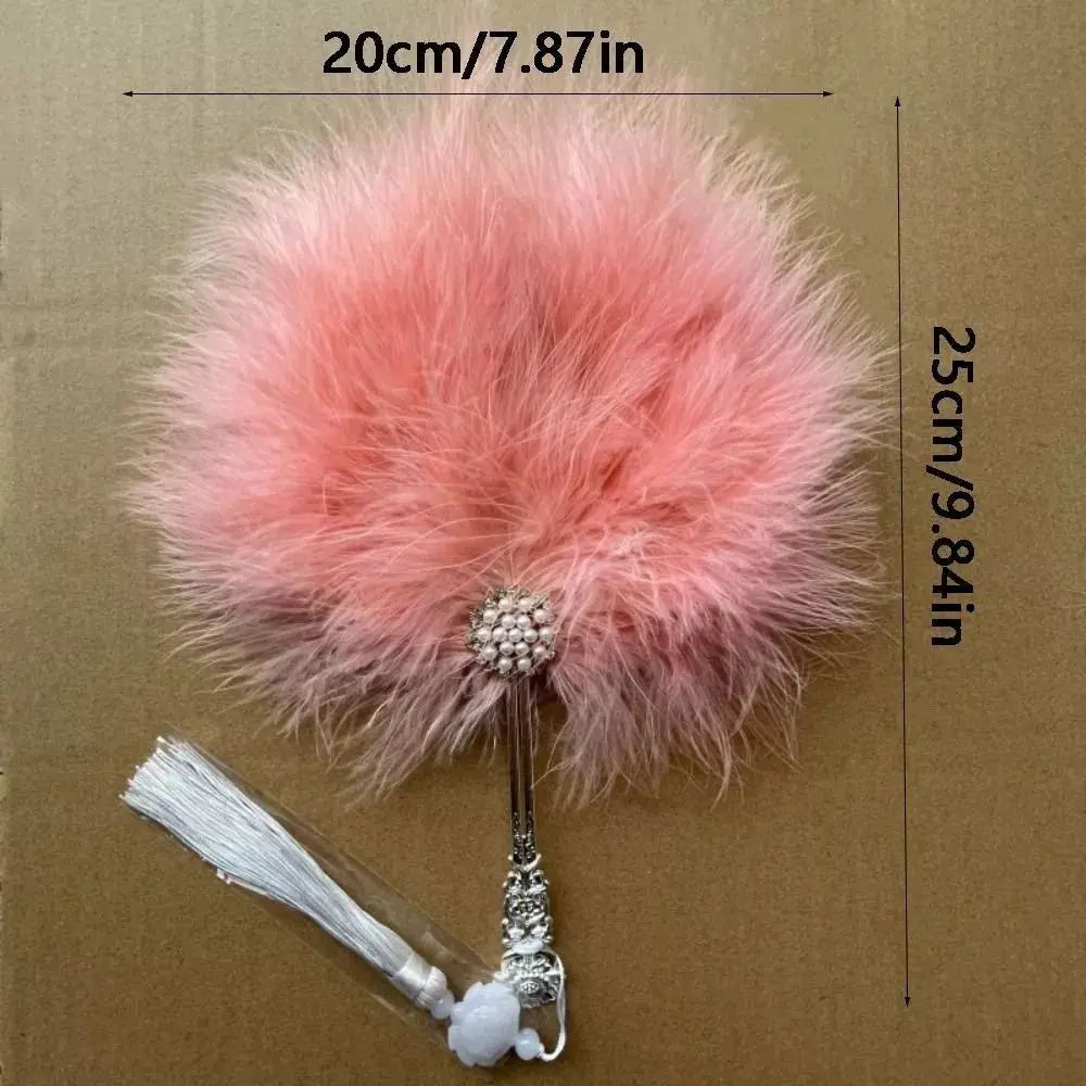 Fluffy Feather Fan with Tassels – Foldable Dance & Photo Prop