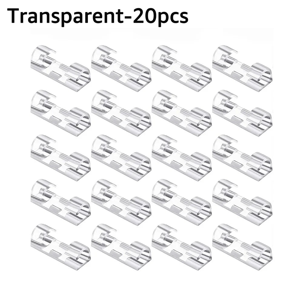 Self-Adhesive Cable Organizer Clips | Transparent Wire Holder