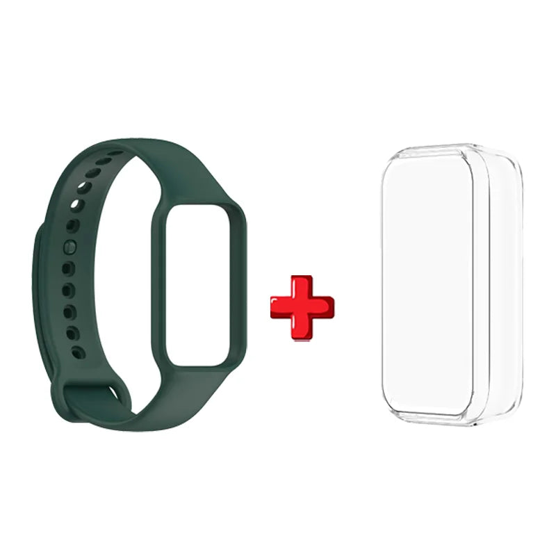 2-in-1 TPU Case & Silicone Band for Amazfit Band 7 Sport Strap Peaceful Pleasures Health and Wellness Green