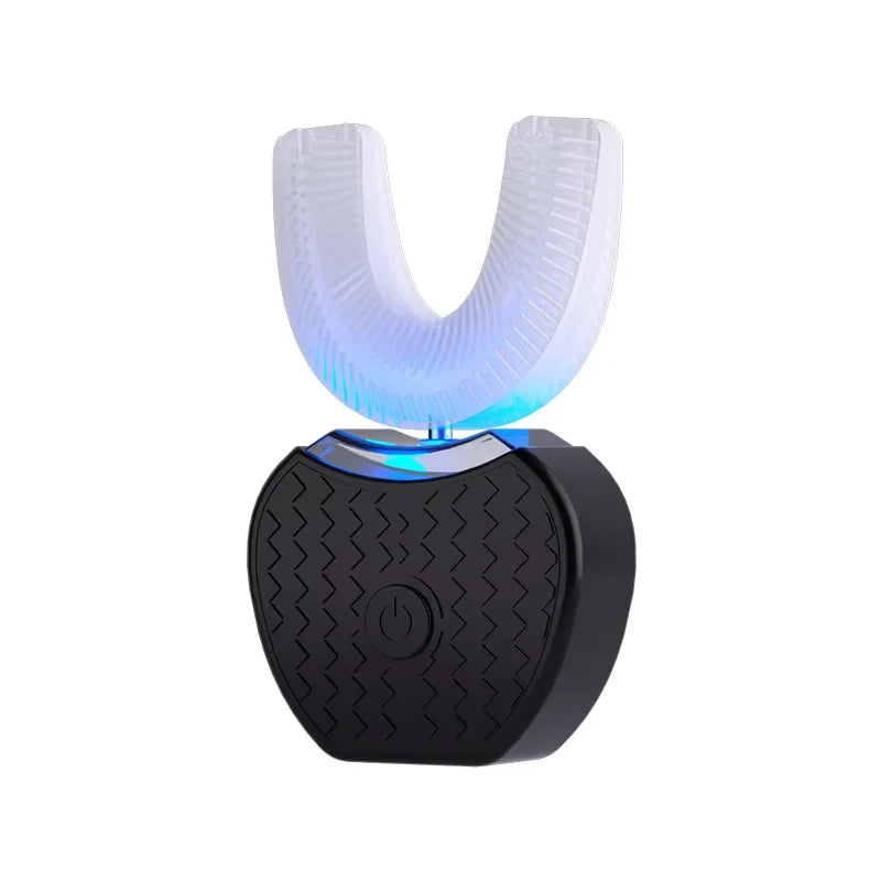 U-shaped electric toothbrush with ultrasonic oral cleaner, featuring soft bristles and an adult whitening tool Peaceful Pleasures Health and Wellness black