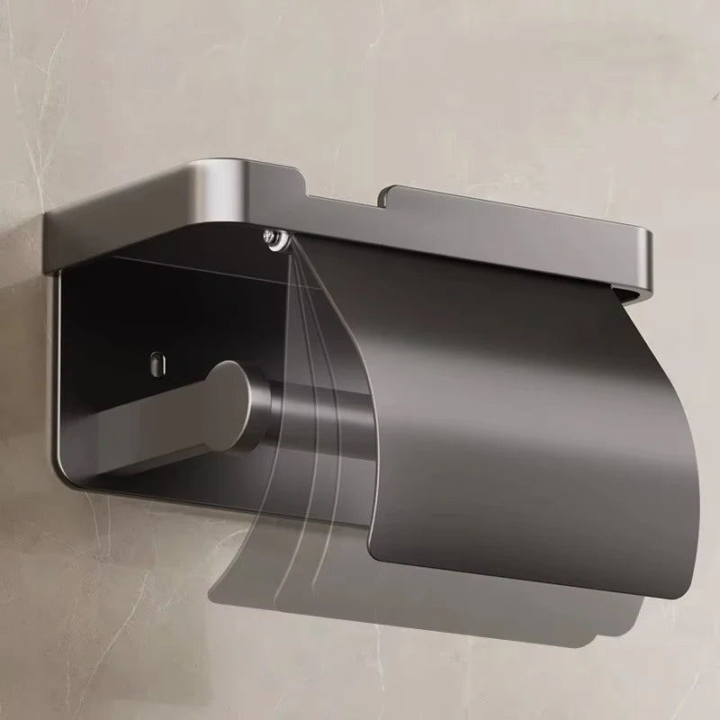 No-Drill Aluminum Wall-Mounted Toilet Paper Holder