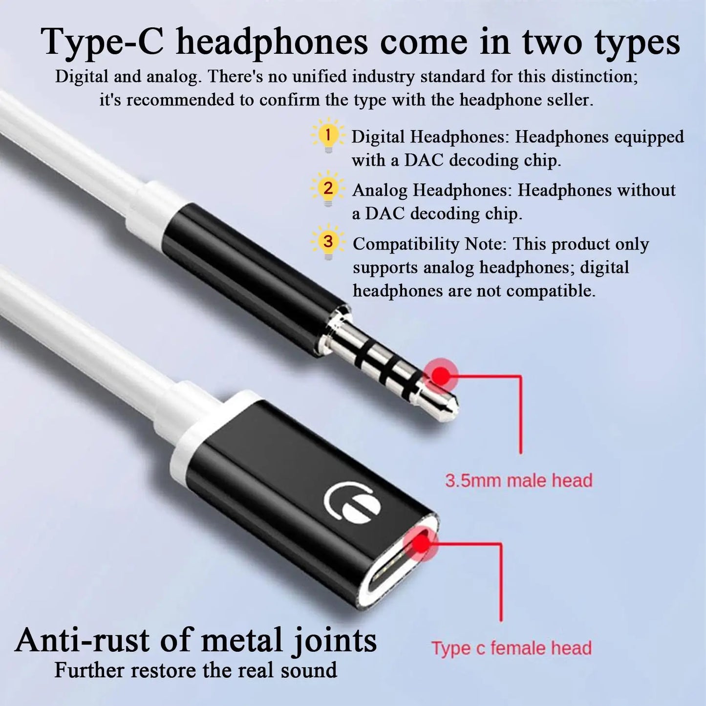 3.5mm to USB-C Aux Adapter Cable | Headphone Converter