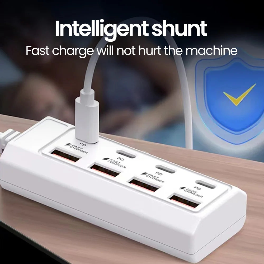 8-in-1 USB Power Outlet Adapter | 25W PD Type-C Fast Charging