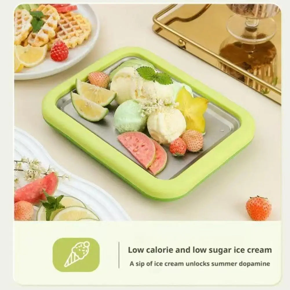 Household Small Stainless Steel Ice Stir Fry Machine - Spot Summer Yogurt Maker Children Homemade Yogurt Pudding Stir Fry Plate Peaceful Pleasures Health and Wellness