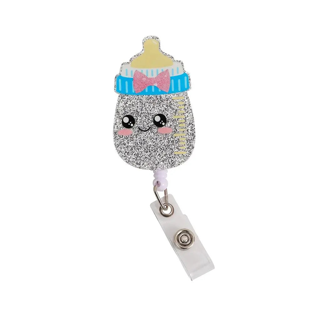 Stretchable Organs Badge Clip High Resilience Fall-proof Nurse Badge Holder Cartoon Chest Card Name Card Holder Office Supplies Peaceful Pleasures Health and Wellness feeding-bottle