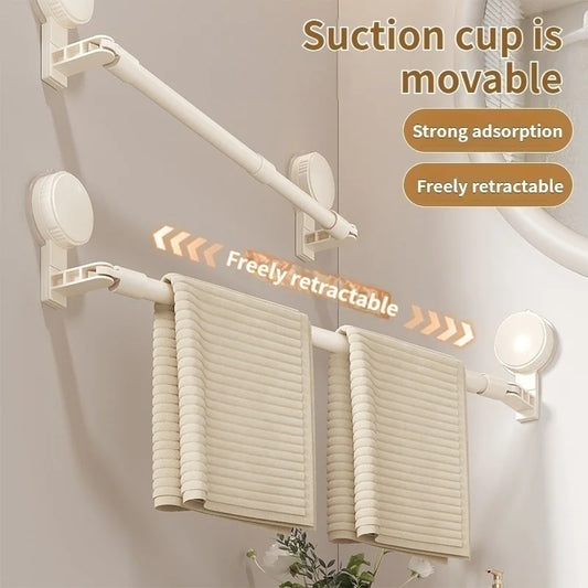 No-Drill Telescopic Clothes Drying Rack | Suction Cup Hooks Telescopic Drying Rack Peaceful Pleasures Health and Wellness