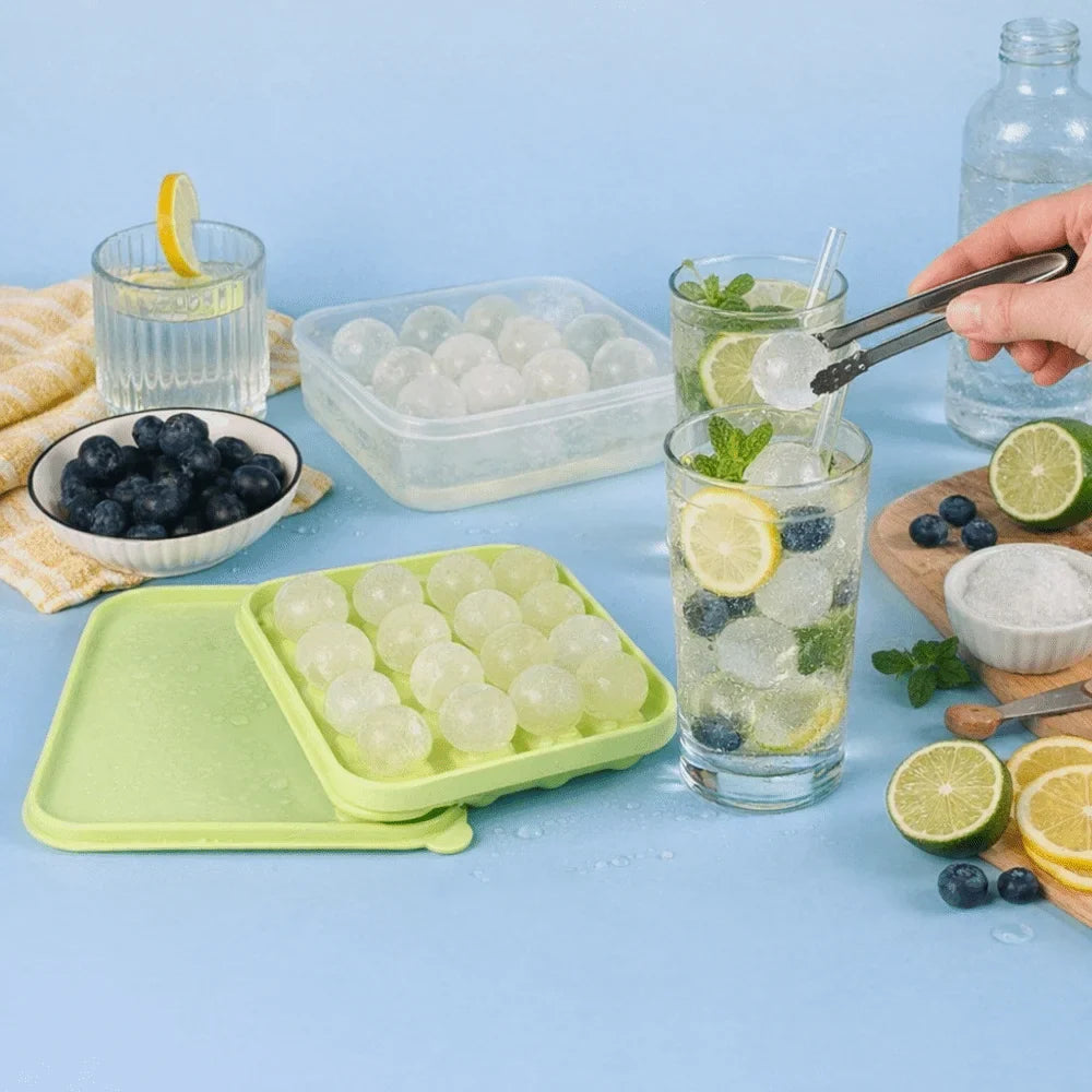 16-Cavity Food-Grade Ice Cube Ball Mold with Lid | Non-Stick