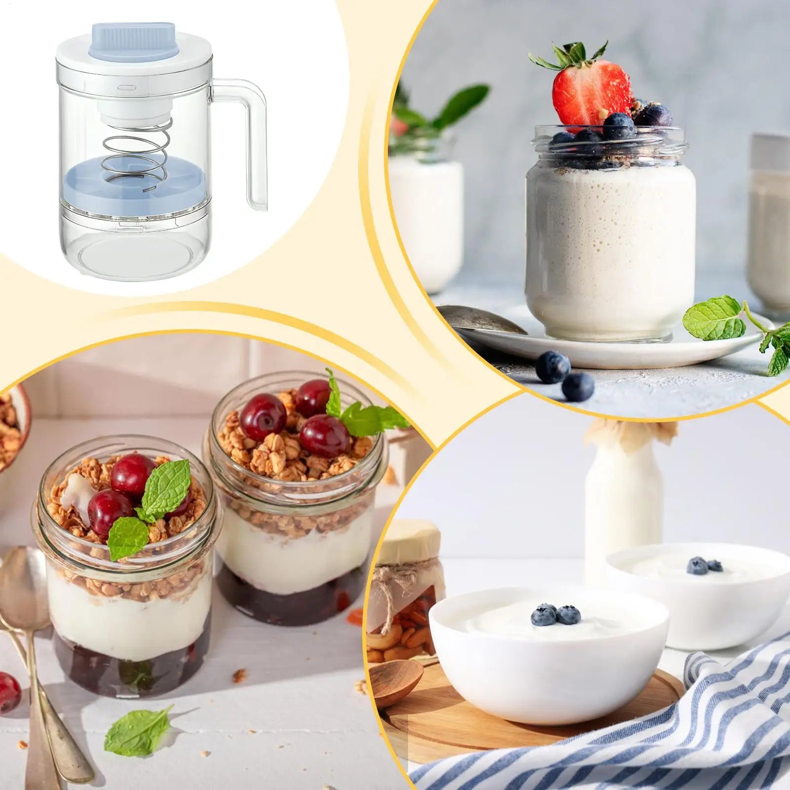 Yogurt Strainer Spring Pressure Filtration | Milk & Cream Filter Yogurt Strainer Peaceful Pleasures Health and Wellness