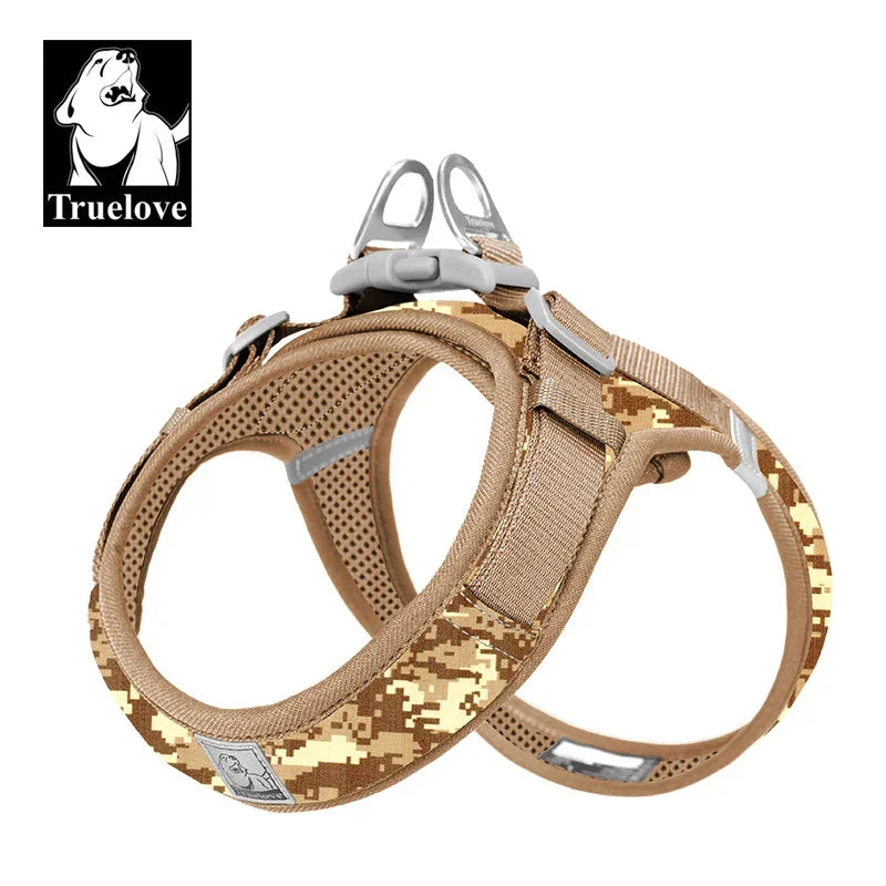 Truelove Easy to Take-on Dog Harness Soft Material Fashion Design Adjustable Reflective Pet Har TLH3013 TLH30131 Peaceful Pleasures Health and Wellness Camouflage Brown- S China Mainland