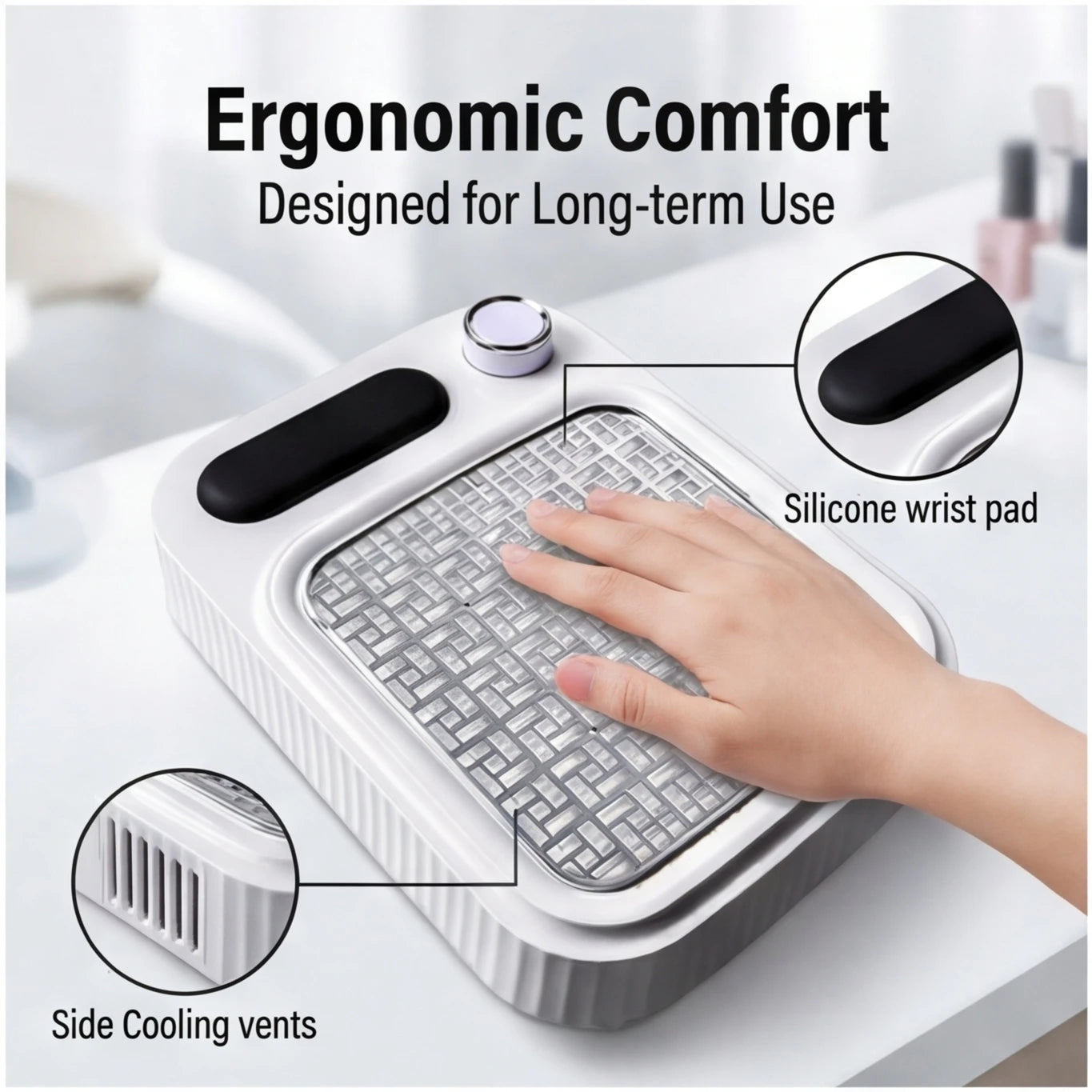 Reusable Filter Low Noise Nail Dust Vacuum – Professional Collector for Gel Art Polish, Salon Equipment Peaceful Pleasures Health and Wellness