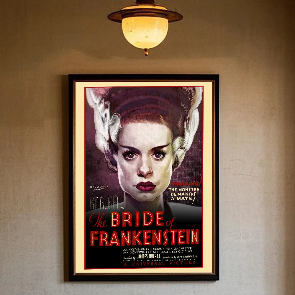 Vintage Universal Monsters Horror Movie Poster | Waterproof PVC Movie Wall Poster Peaceful Pleasures Health and Wellness z5 50X70cmNoframe
