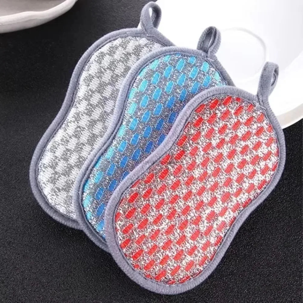 Double Side Dishwashing Sponge Dish Washing Brush Pan Pot Dish Clean Cloth Reusable Kitchen Scouring Pad Home Cleaning Tool Peaceful Pleasures Health and Wellness